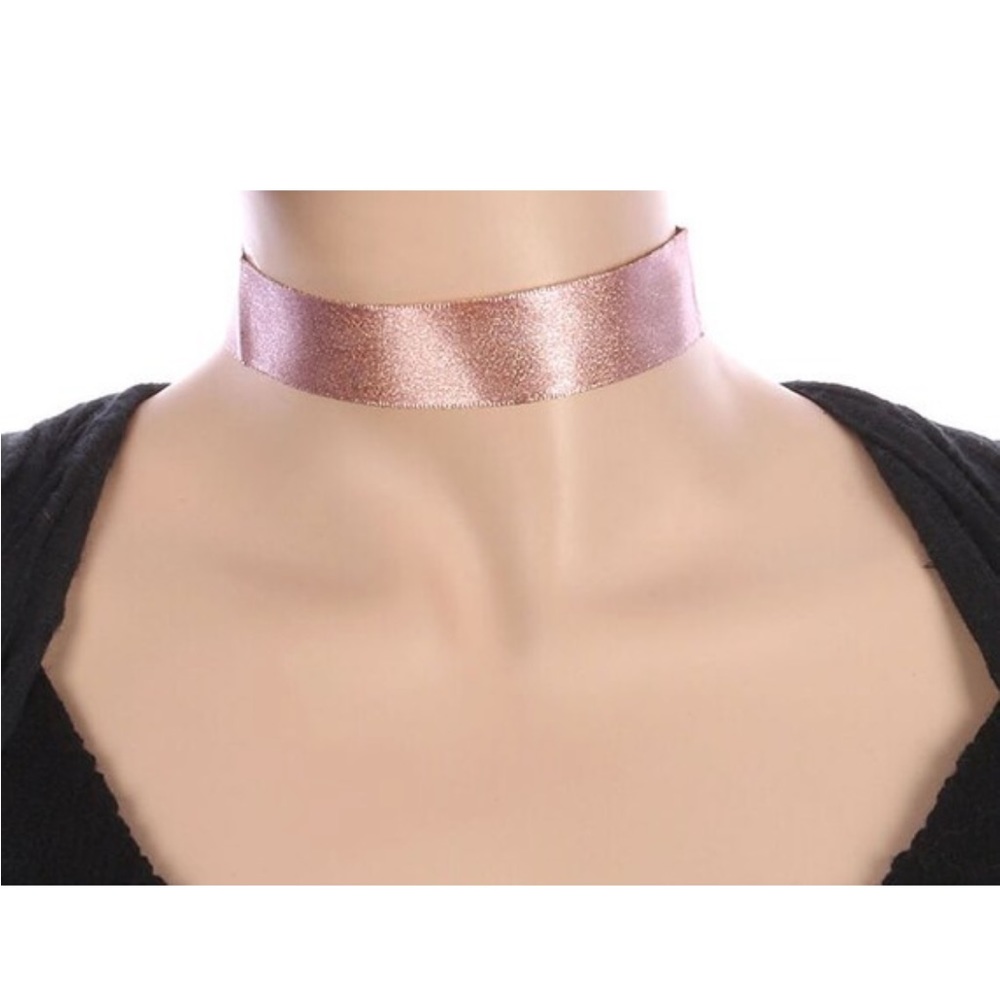 🌴3/$10 - Pink Shimmer Finish Fabric Choker Necklace